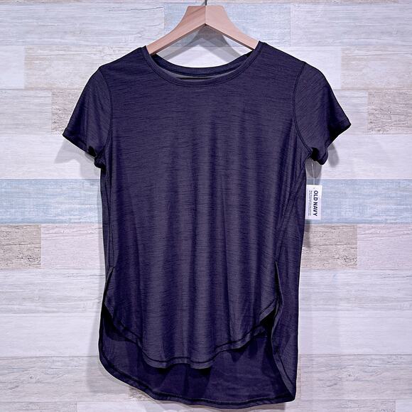 OLD NAVY Active Breathe On Curved Hem Tech Tee Black Go Dry Gym Girls XL 14 16 - Picture 1 of 5